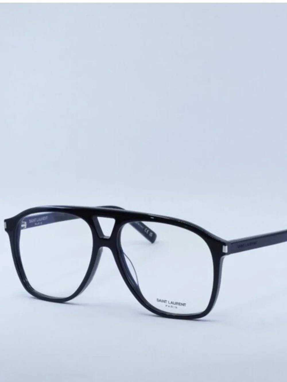 Saint Laurent SL596 DUNE OPT 001 Eyeglasses Shiny Black 58mm Aviator Frame